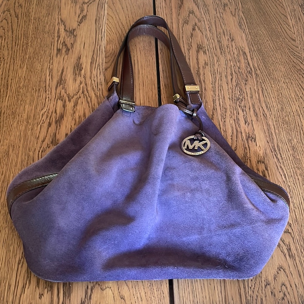 Michael Kors MK purple leather bag, few signs of use, very spacious tote!